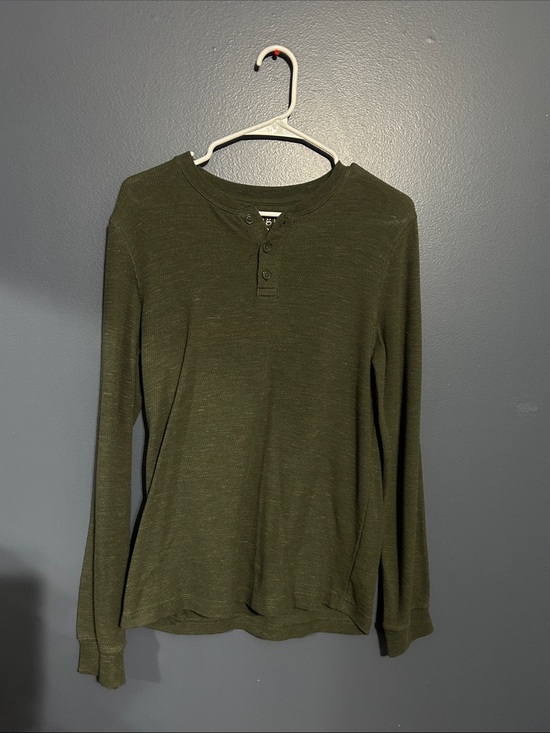Other - Men's Olive Green Long-Sleeve Henley Shirt